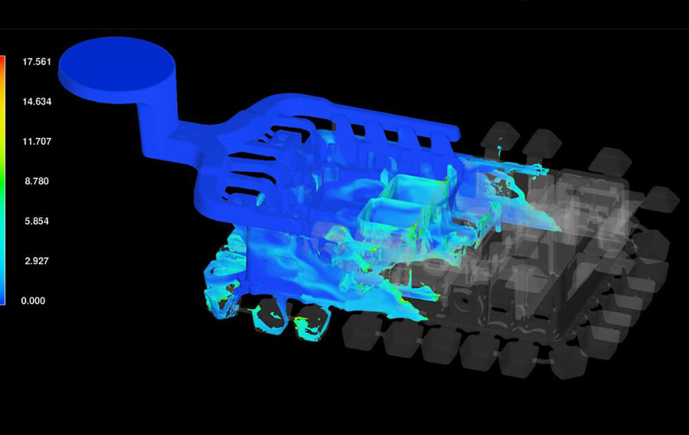 從分析模具和壓鑄的可行性開(kāi)始，根據設計方案做出模流分析，有效解決排氣、收縮和缺料等問(wèn)題。